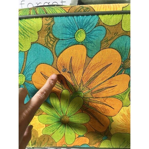Vintage Retro Small Suitcase Carrying Case Trunk‎ Mid Century Floral Mod Hippie - Picture 7 of 13
